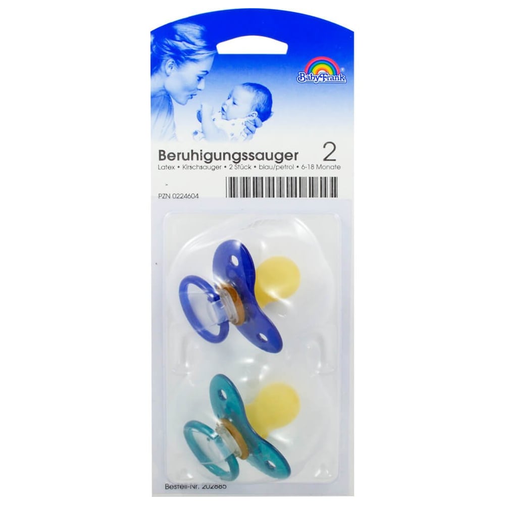Sauger- Beruhig.Kirsche Latex 6-18Mon. blau/petrol