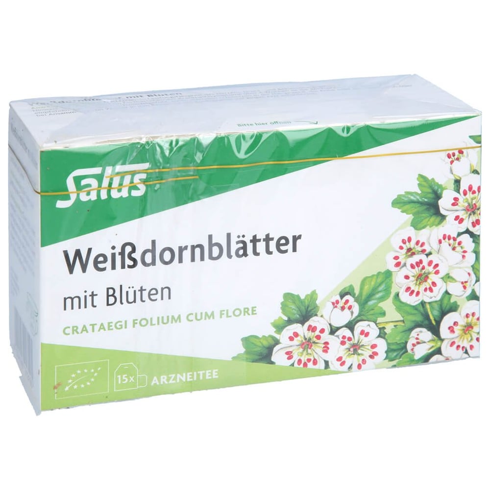 Weißdornblätter mit Blüten Arzneitee Salus