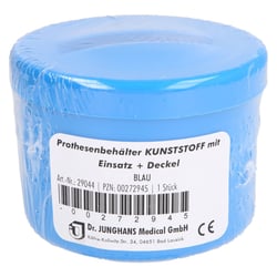 Prothesenbehälter blau Kunststoff mit Deckel