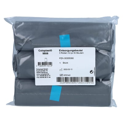 Coloplast Entsorgungsbeutel blau 3 Rollen a 30 Stk