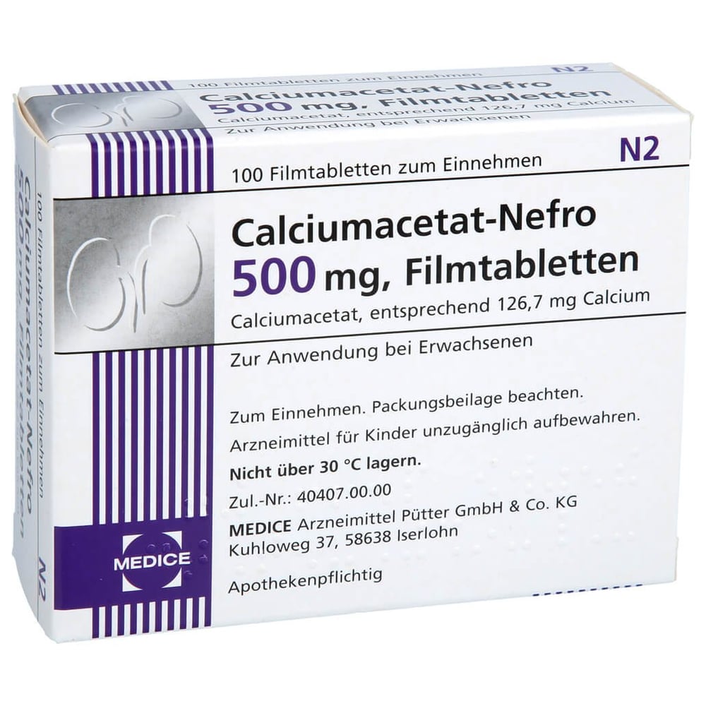 Calciumacetat Nefro 500 mg Filmtabletten