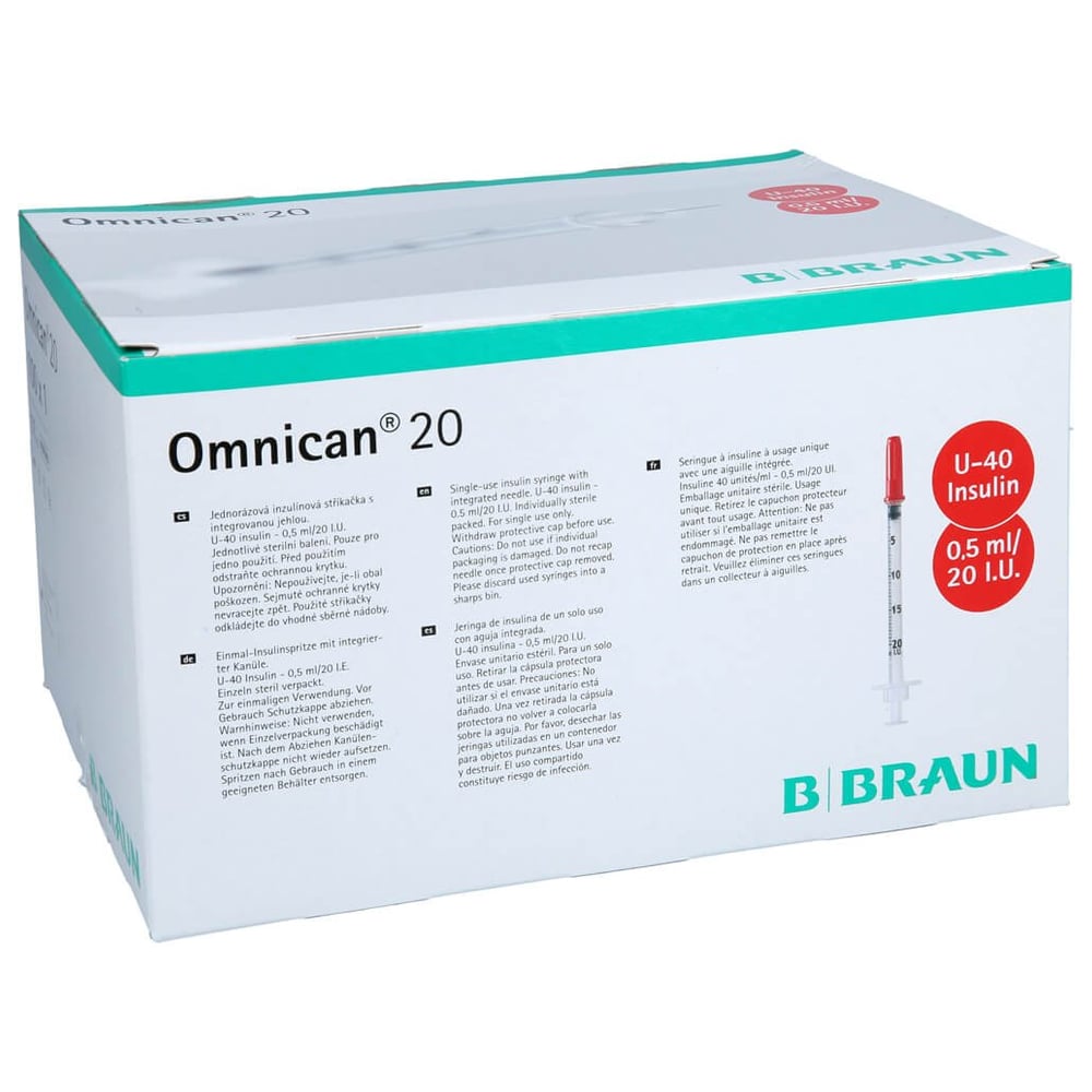 Omnican Insulinspritze 0,5 ml U40 mit Kanüle 0,30x8 mm