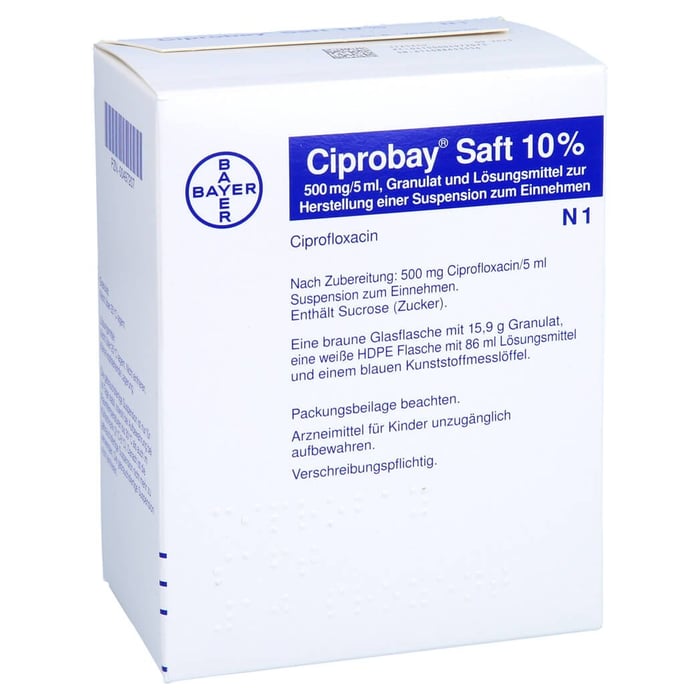 Ciprobay Saft 10% Granulat und Lösungsmittel zur Herstellung einer Suspension zum Einnehmen