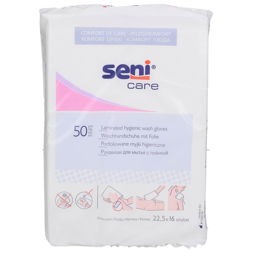 Seni Waschhandschuhe mit Folie