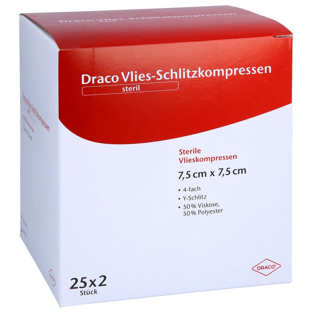 Schlitzkompressen Vlies 7,5x7,5 cm steril 4fach