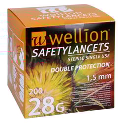 Wellion Safetylancets 28G Sicherheitseinmallanz