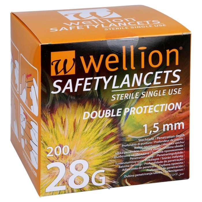 Wellion Safetylancets 28G Sicherheitseinmallanz