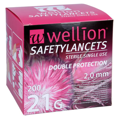 Wellion Safetylancets 21G 2,0 mm Sicherheitseinmall Produktbild 1
