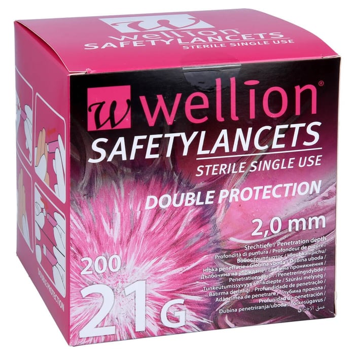 Wellion Safetylancets 21G 2.0mm Sicherheitseinmall