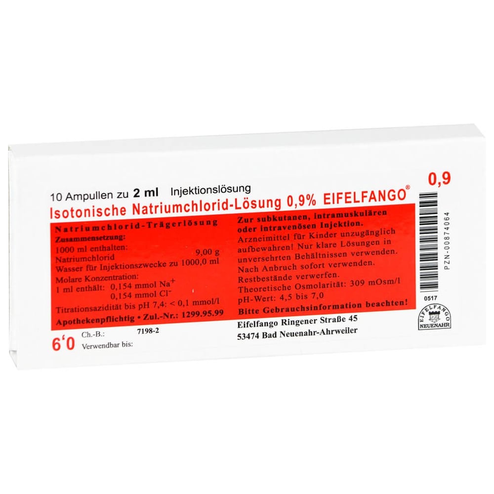 Isotonische NaCl Lösung 0,9% Eifelfango Inj.-Lsg.