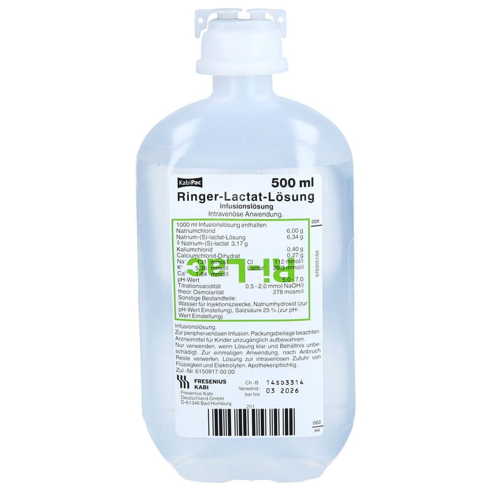 Ringer Lactat Lösung Plastik Infusionslösung