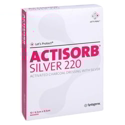 Actisorb 220 Silver 6,5x9,5 cm steril Kompressen Solventum