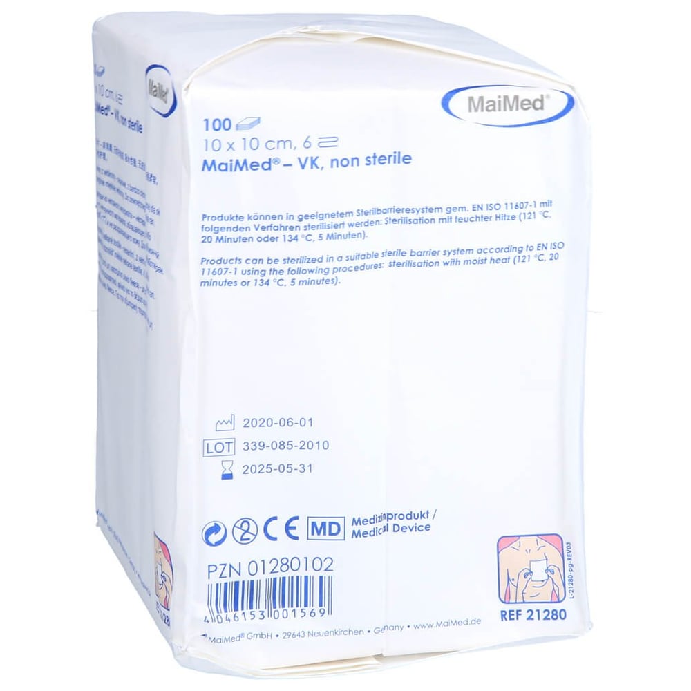 Vlieskompressen 10x10cm 6-fach unsteril