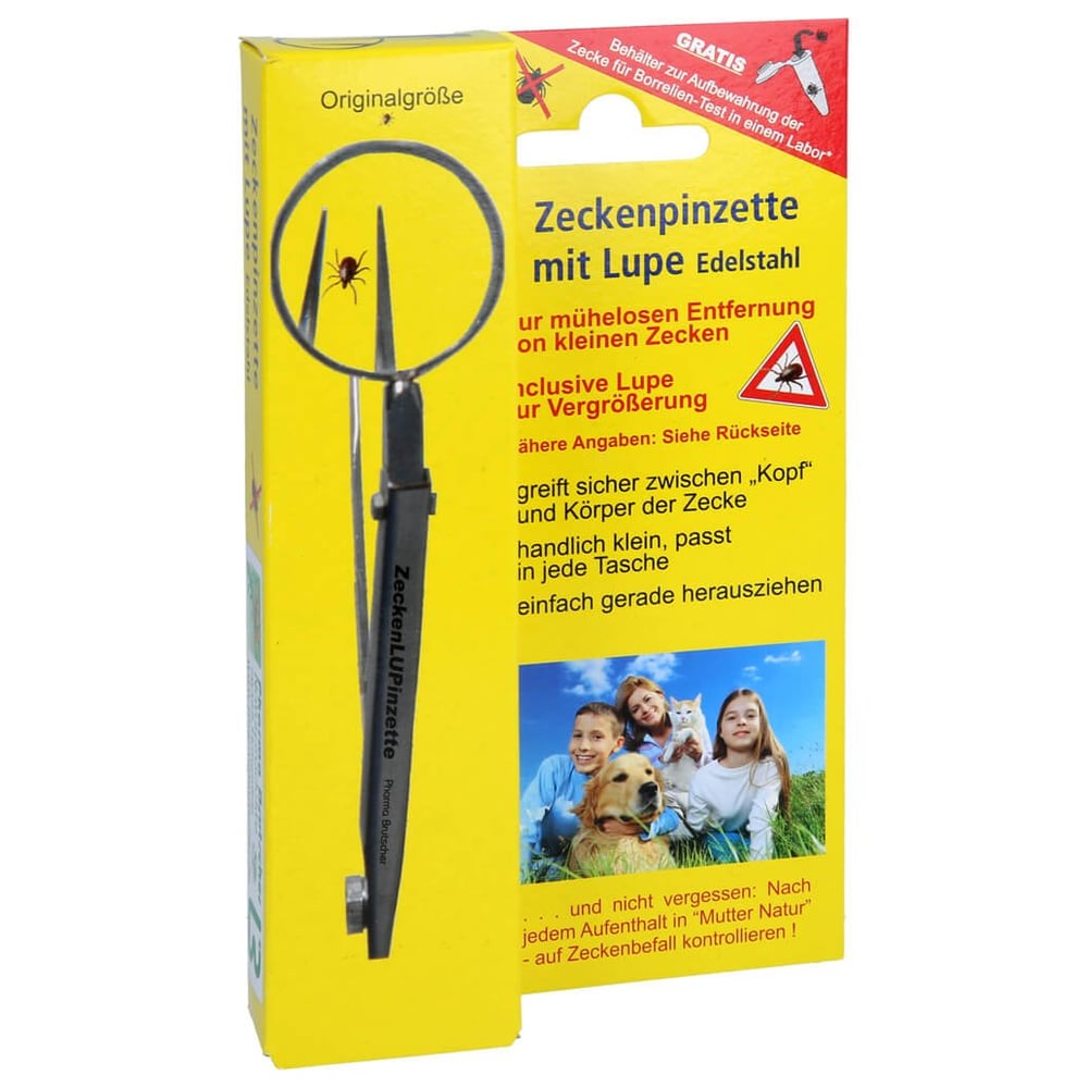 Zeckenpinzette mit Lupe Chirurgenstahl