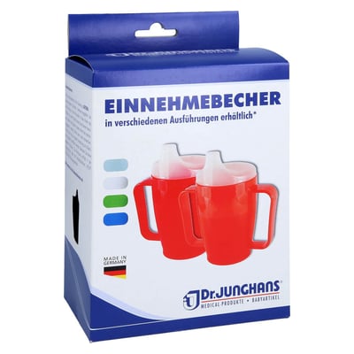 Einnehmebecher 2Griffe+Deckel 4mm milchig