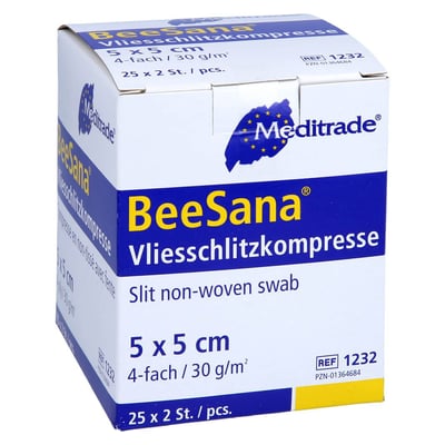 Schlitzkompr. Vlies steril 5x5cm 4f.