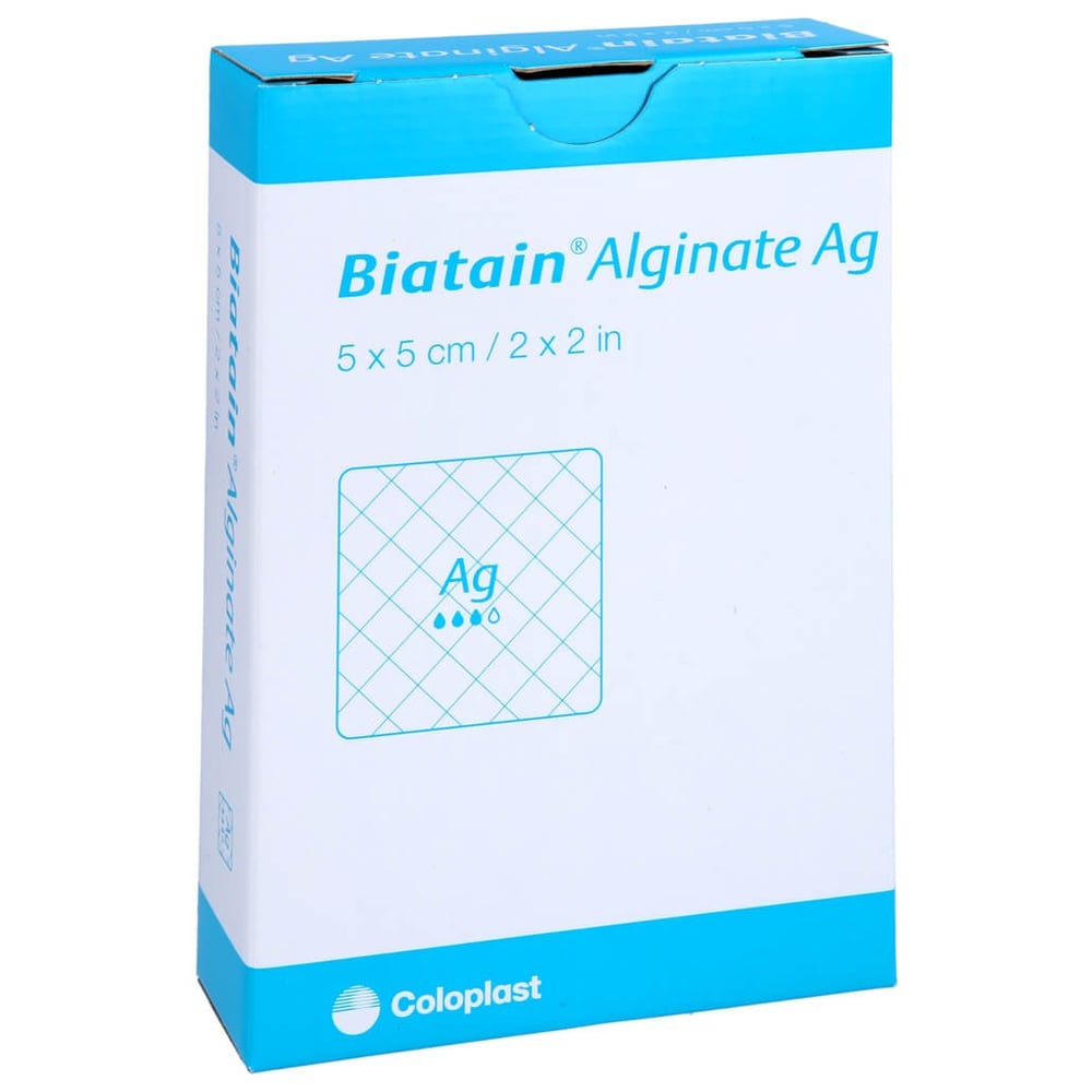 Biatain Alginate Ag Kompressen 5x5cm mit Silber