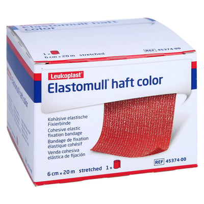 Elastomull haft color 6 cmx20 m Fixierbinde rot Produktbild 1