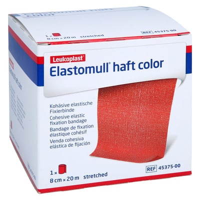 Elastomull haft color 8 cmx20 m Fixierbinde rot Produktbild 1