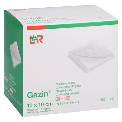 Gazin Mullkompresse 10x10 cm steril 12fach Produktbild 1