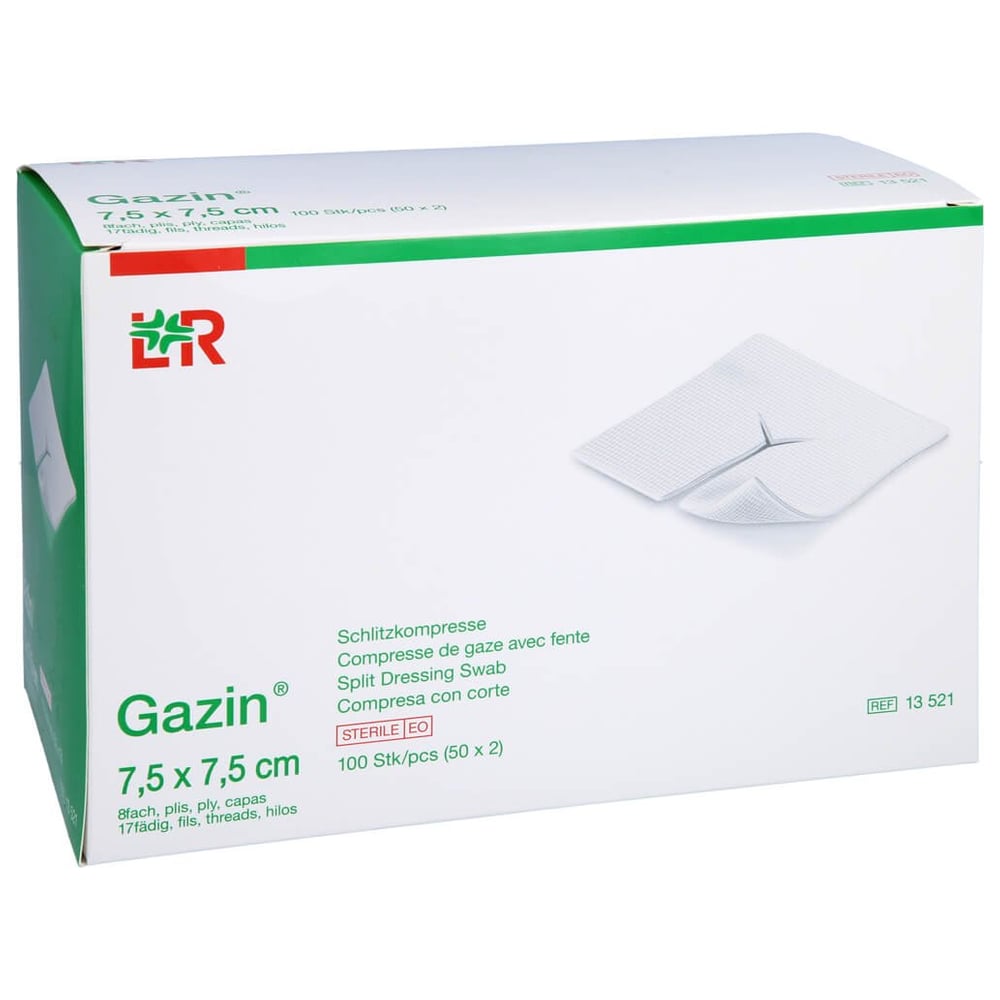Gazin Schlitzkompressen 7,5x7,5 cm steril 8fach