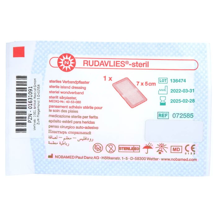 RUDAVLIES-steril Verbandpflaster5x7 cm
