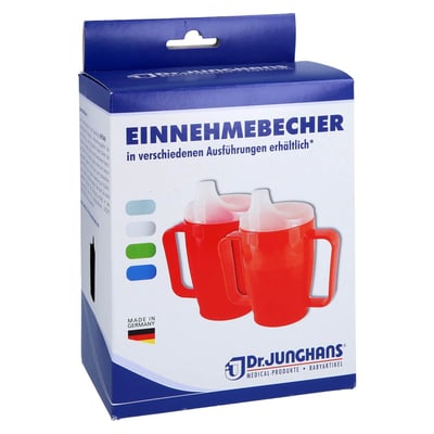 Einnehmebecher m. 2Griffe+2Deckel 4+12 mm blau
