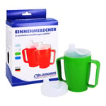 Einnehmebecher m. 2Griffe+2Deckel 4+12 mm grün