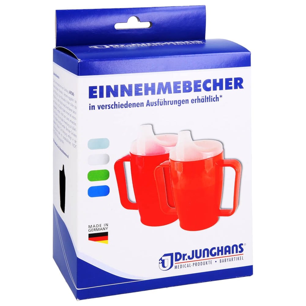 Einnehmebecher m. 2Griffe+2Deckel 4+12mm grün