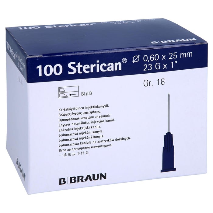 Sterican Kanülen Luer-lok 0,60x25 mm Gr. 16 blau