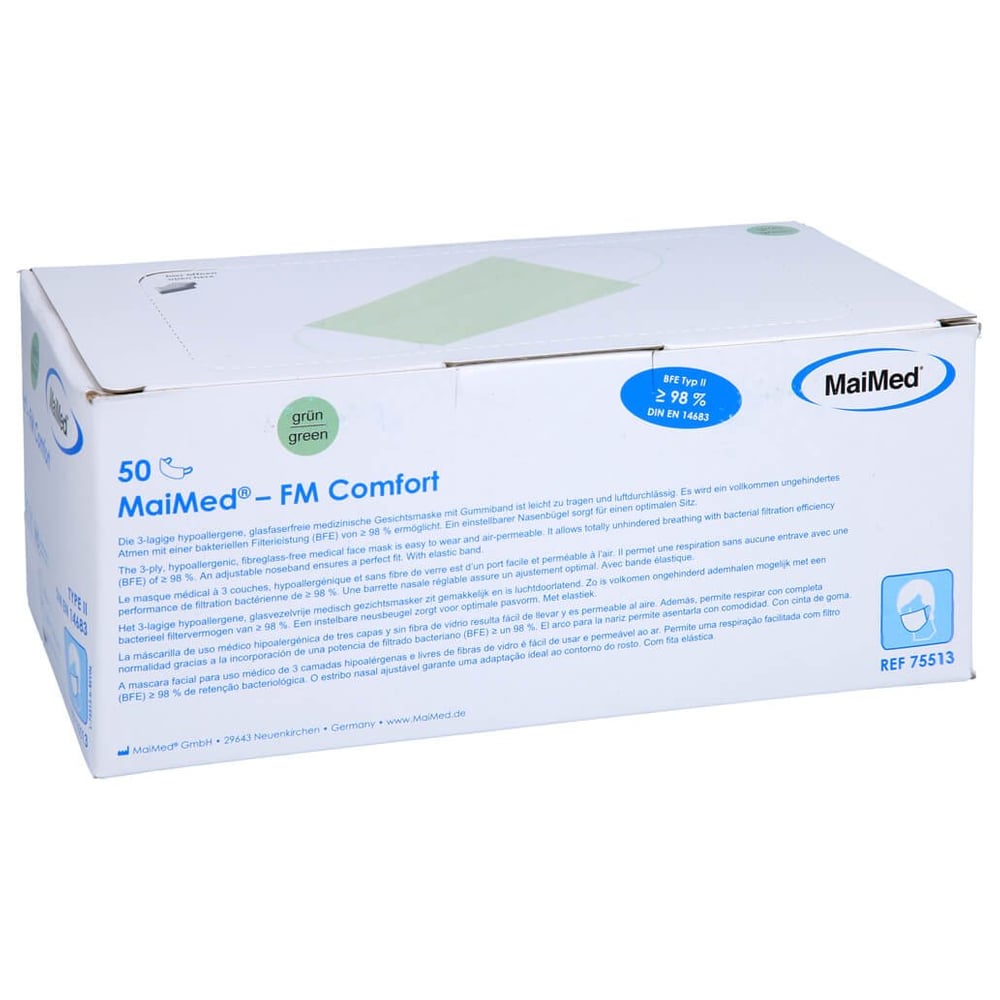 Mundschutz OP grün m. Gummibändern mit Nasenbügel