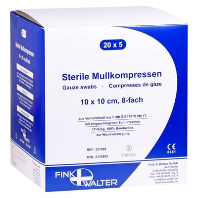 Mullkompressen 10x10cm steril 8-fach