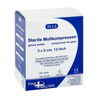 Mullkompressen 5x5cm steril 12-fach