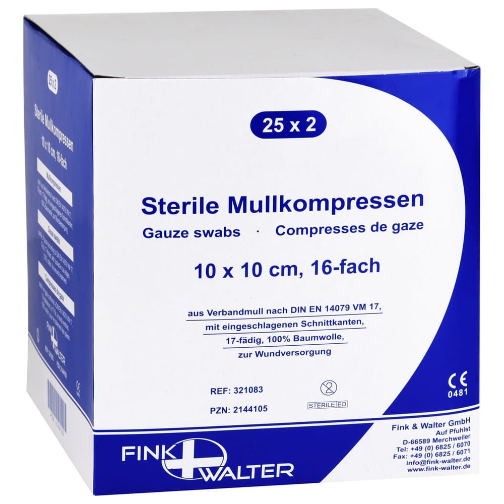 Mullkompressen 10x10cm steril 16-fach