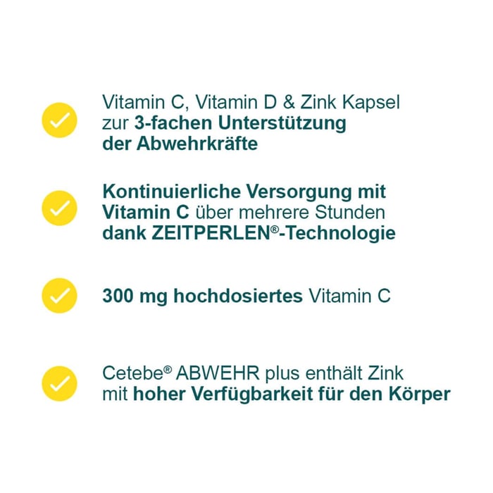 Cetebe Abwehr plus Vitamin C + Vitamin D3 + Zink Kapseln
