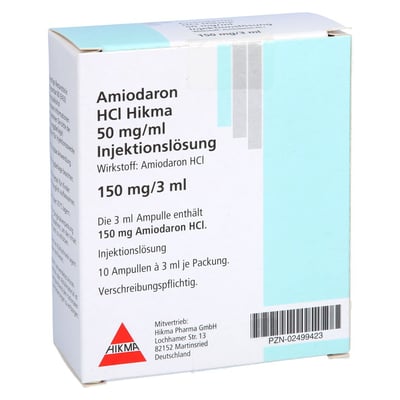 Amiodaron HCl Hikma 50 mg/ml 150 mg Injektionslösung