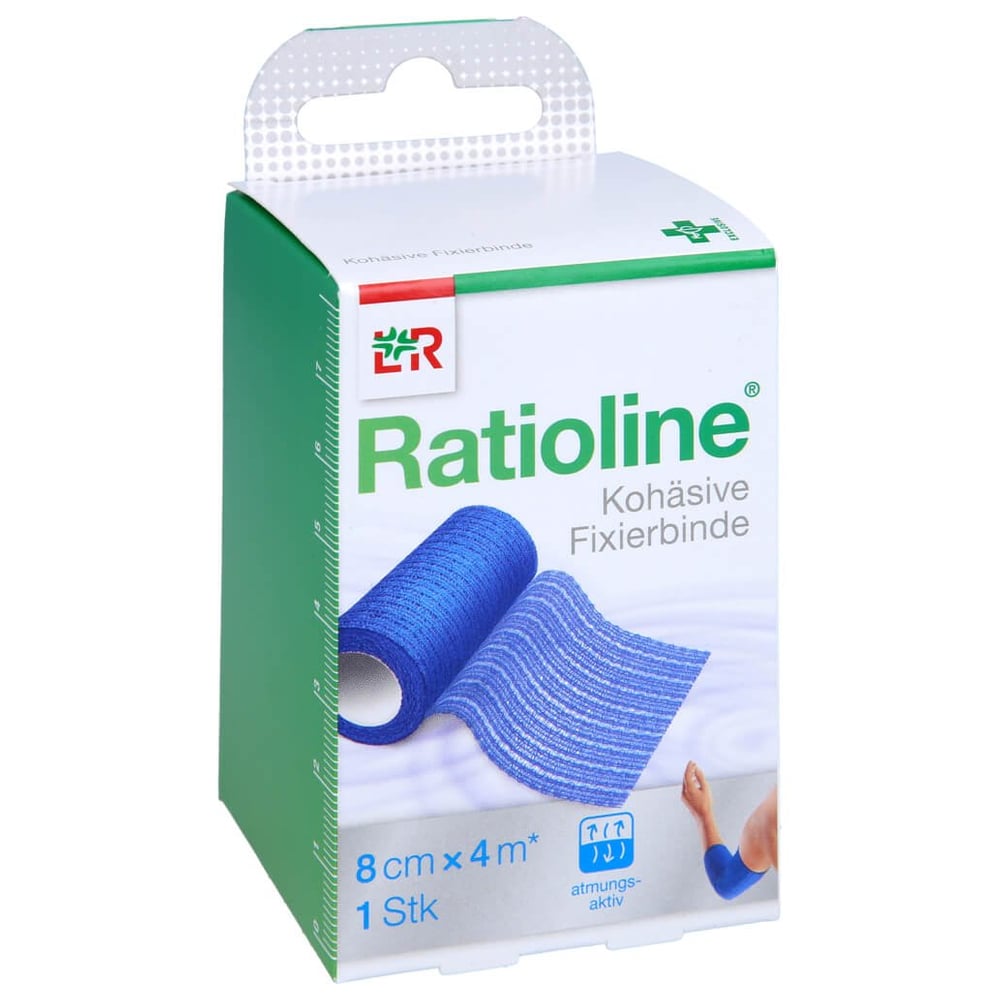 Ratioline acute Fixierbinde Kohäsiv 8cmx4m blau