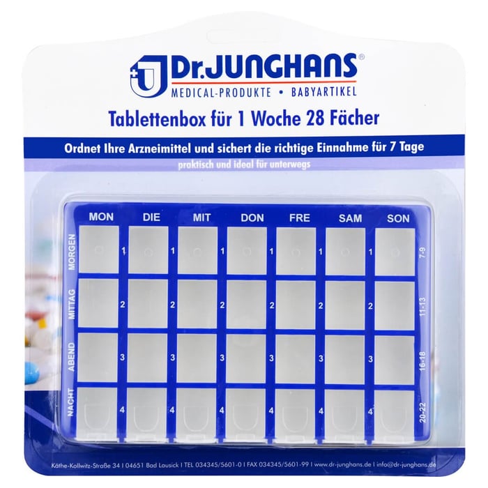 Tablettenbox 1 Woche 28 Fächer Schiebedeckel