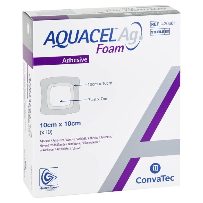 Aquacel Ag Foam adh siv 10x10 cm Verband