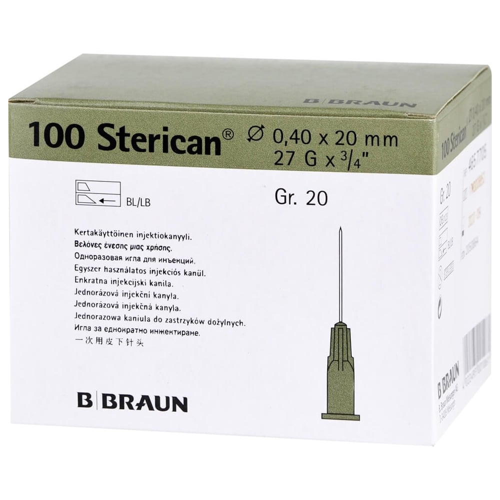 Sterican Kan.Luer-Lok 0.40x20mm Gr.20 grau