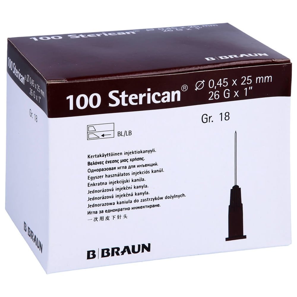 Sterican Kan.Luer-Lok 0.45x25mm Gr.18 braun