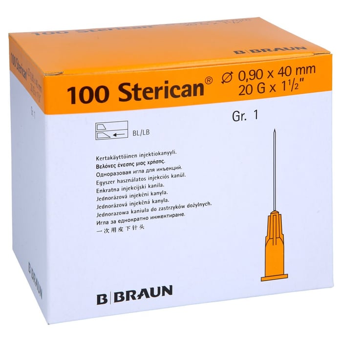 Sterican Kan.Luer-Lok 0.90x40mm Gr.1 gelb