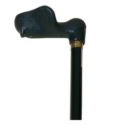 Krankenstock anat.rechts schwarz höhenv.Leichtmet.