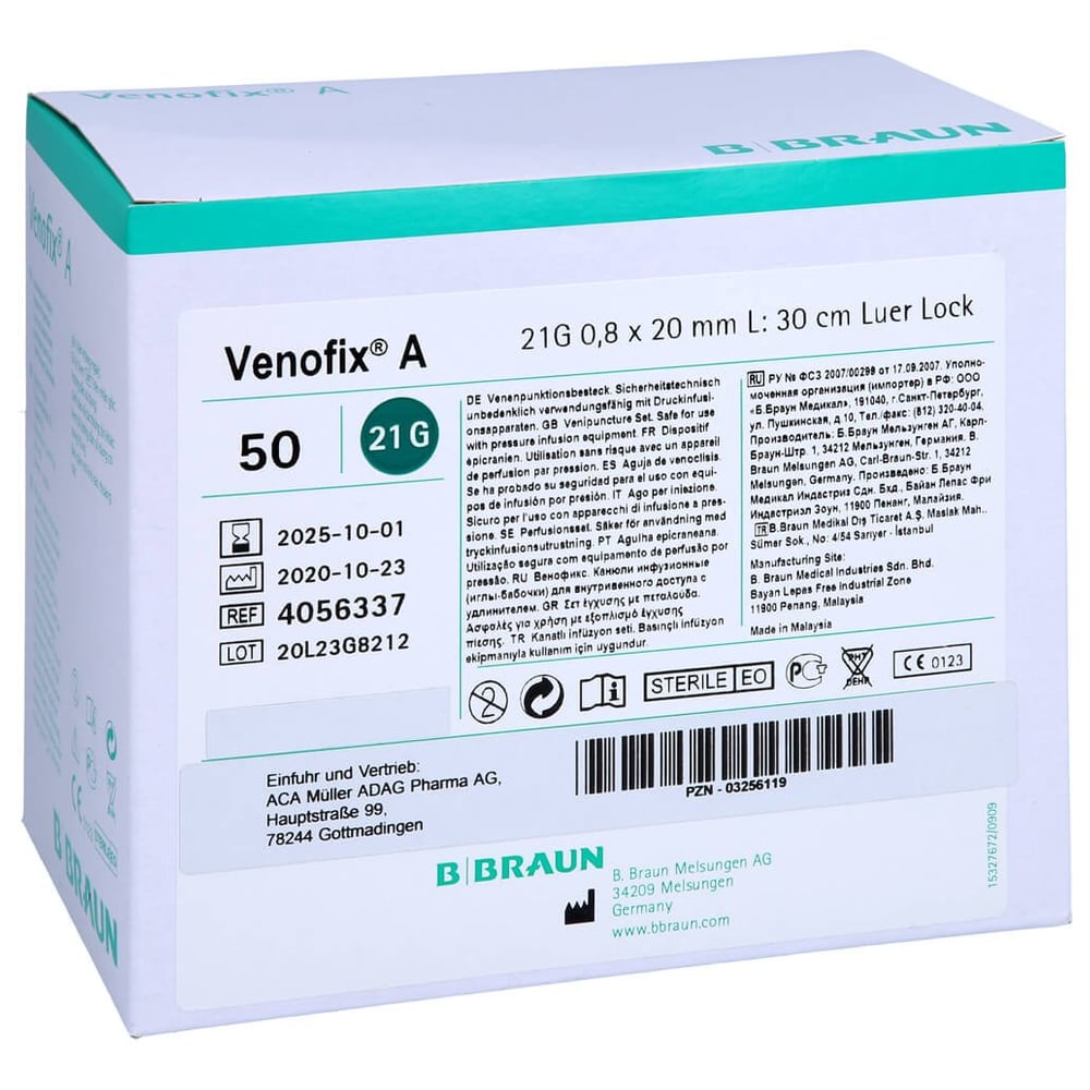 Venofix A Venenpunktionsb.21 G 0,8x19mm 30cm grün