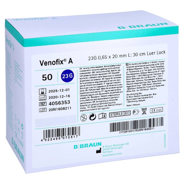 Venofix A Venenpunktionsb.23 G 0,65x19mm 30cm blau
