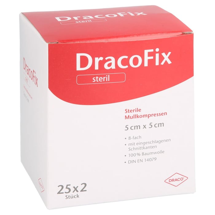 Dracofix Peel Kompressen 5x5 cm steril 8fach