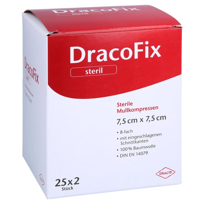 Dracofix Peel Kompressen 7,5x7,5 cm steril 8fach