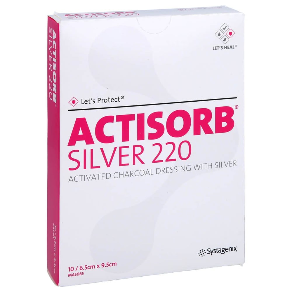 Actisorb 220 Silver 6,5x9,5 cm steril Kompressen
