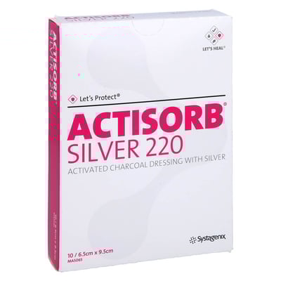 Actisorb 220 Silver 6,5x9,5 cm steril Kompressen