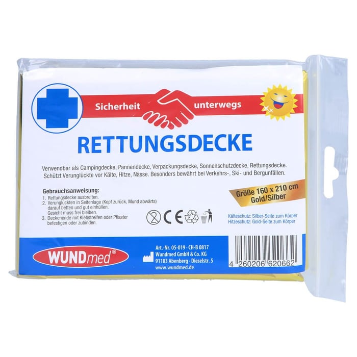 Rettungsdecke 160x210cm Gold/Silber